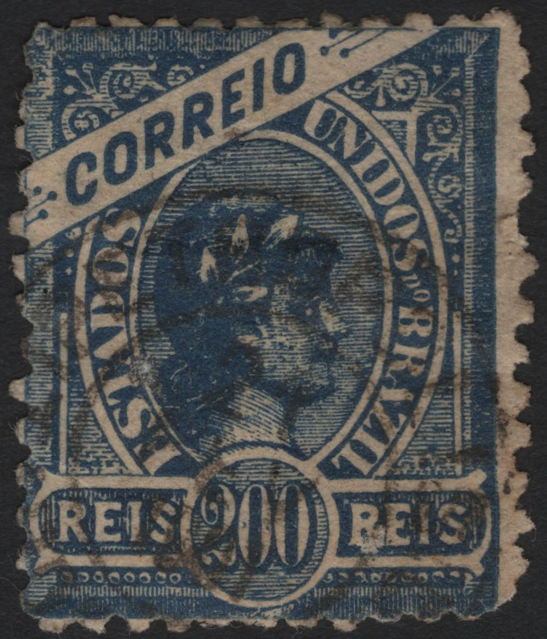 SCG4489 - Brazil 200 Réis Dom Pedro II Blue (1878 Issue)