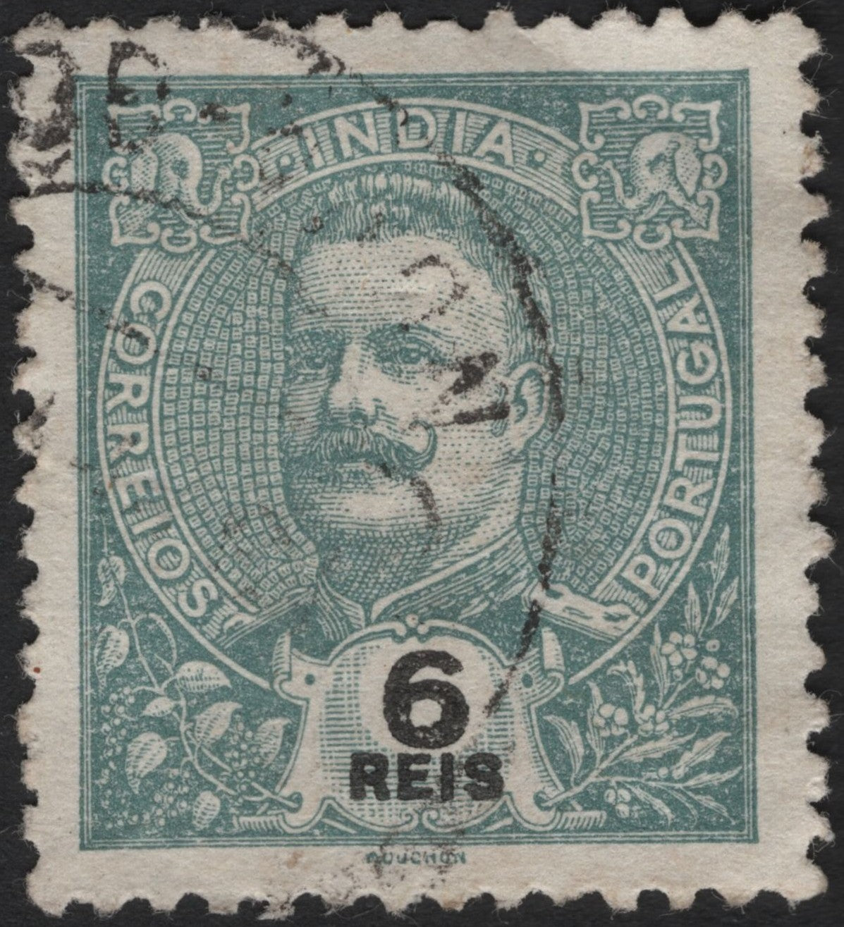 SCG4476 - Portuguese India 6 Reis Stamp (Early 20th Century)