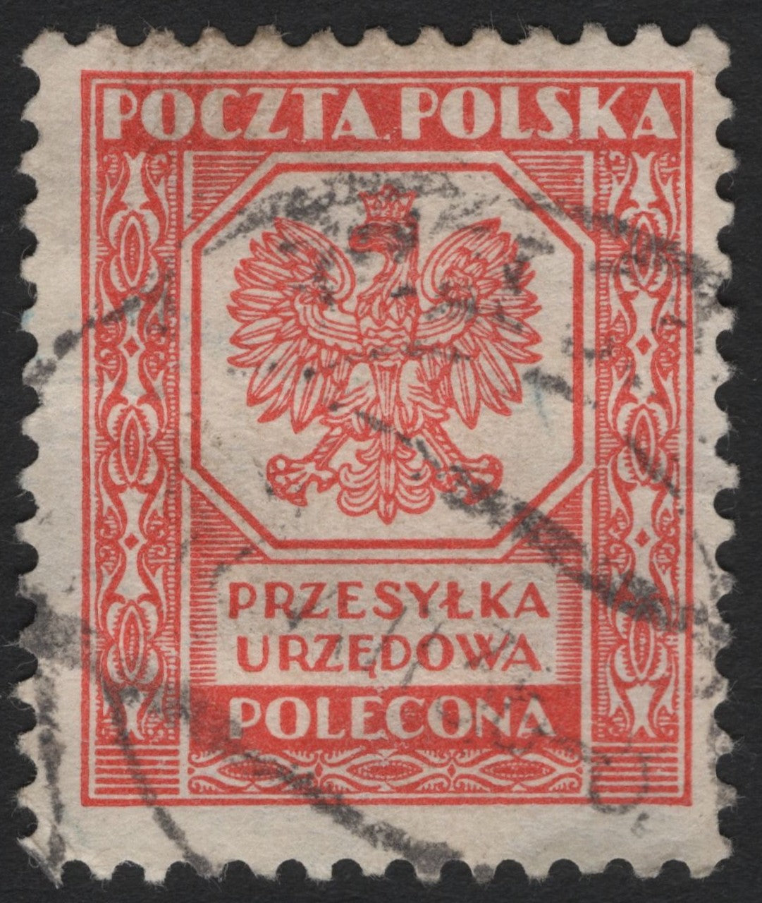 SCG4504 - Poland Official Registered Mail Stamp – Red Eagle Emblem