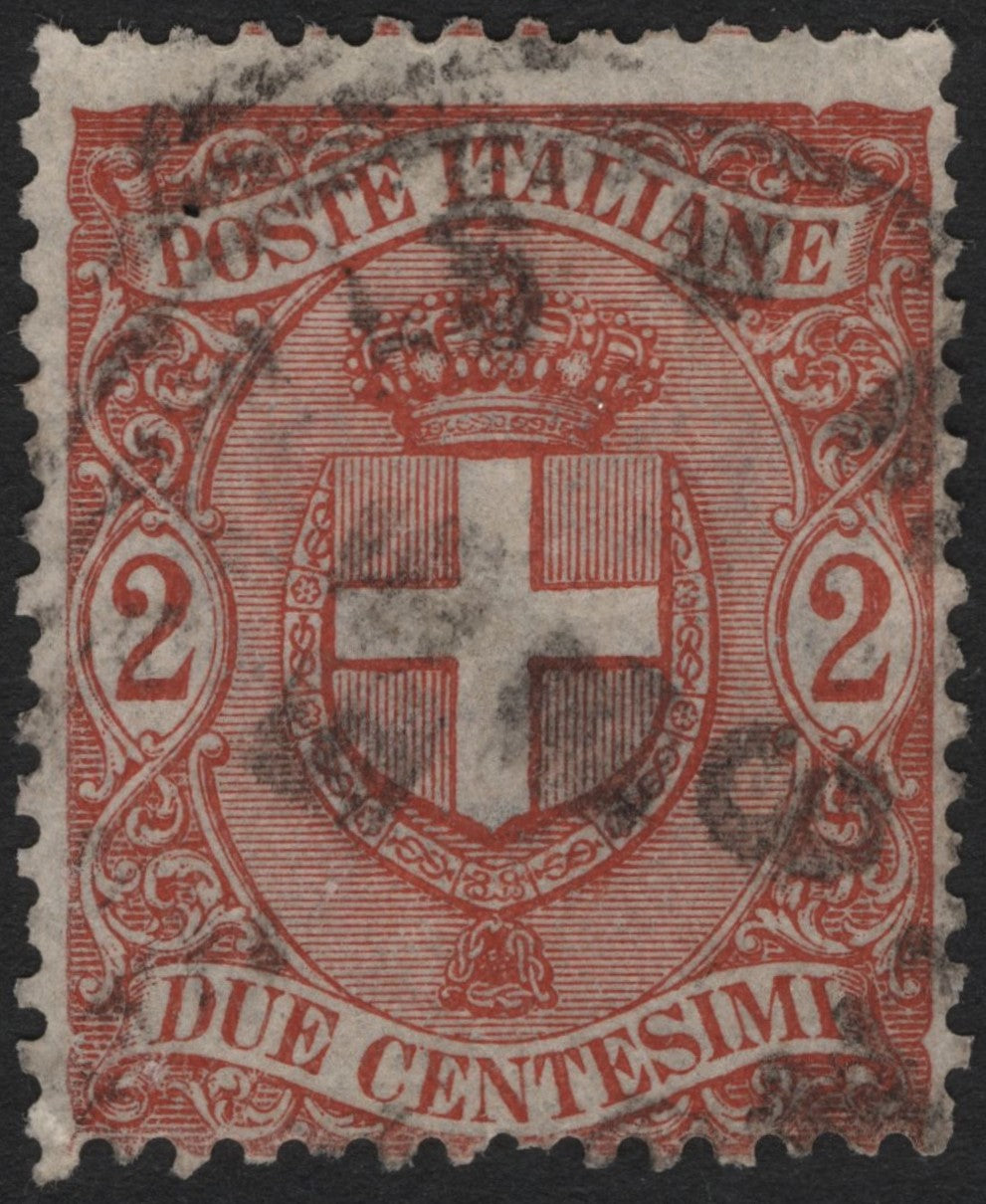 SCG4516 - Italy 1863 – 2 Centesimi Coat of Arms, Red