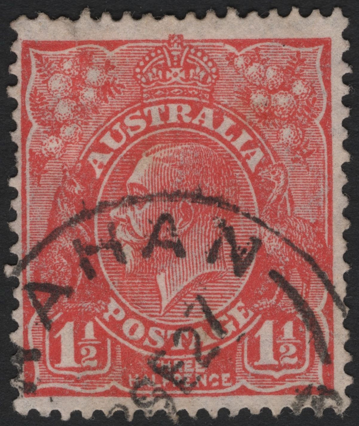 SCG4497 - Australia 1914–1936 King George V 1½d Red – Kangaroo and Wattle Design