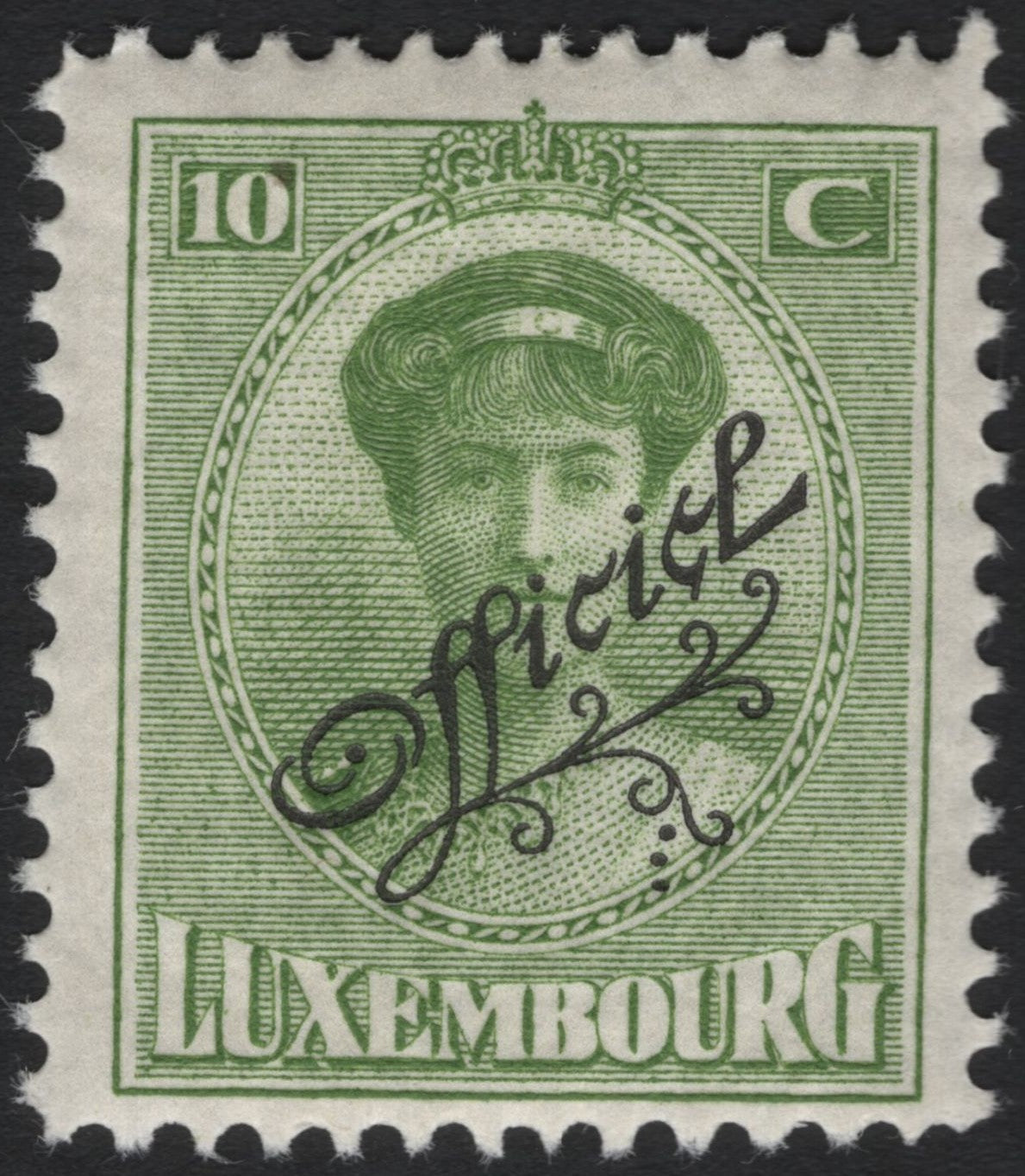 SCG4528 - Luxembourg 1907 – 10c Green Grand Duchess Marie-Adélaïde Official Overprint