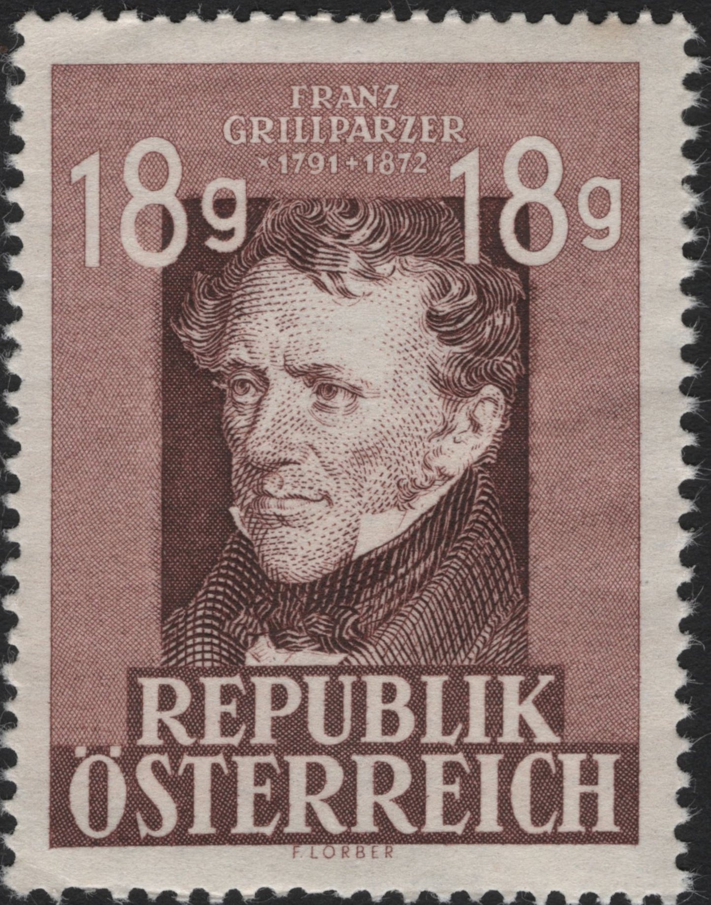 SCG4566 - Austria 1947 – Franz Grillparzer 18g Brown