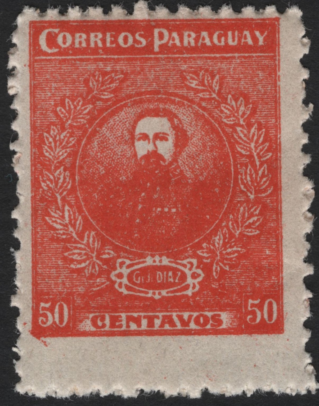 SCG4568 - Paraguay 1903–05 General Díaz Issue – 50 Centavos Red