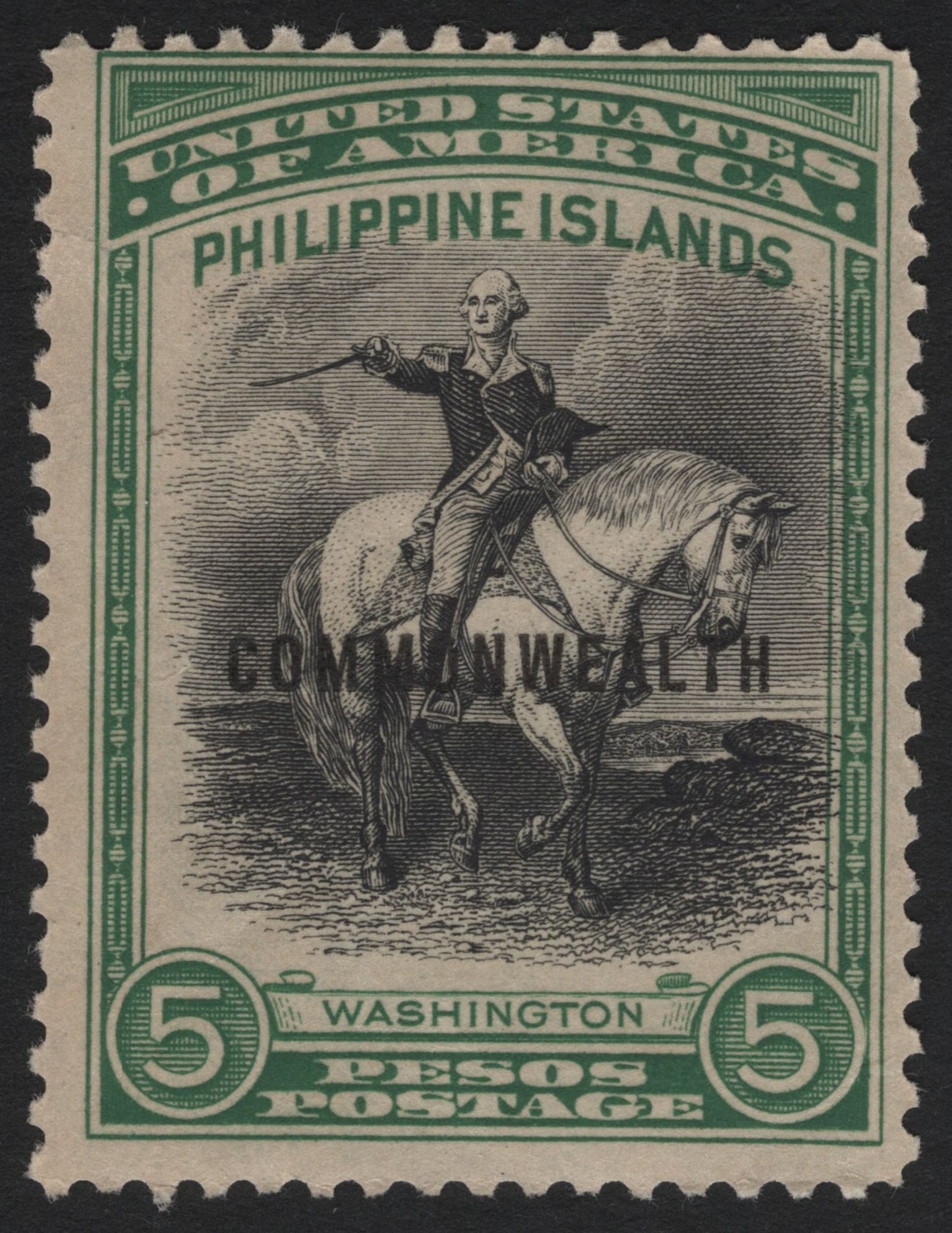 SCG4569 - Philippine Islands 1936 – 5 Pesos George Washington "Commonwealth" Overprint