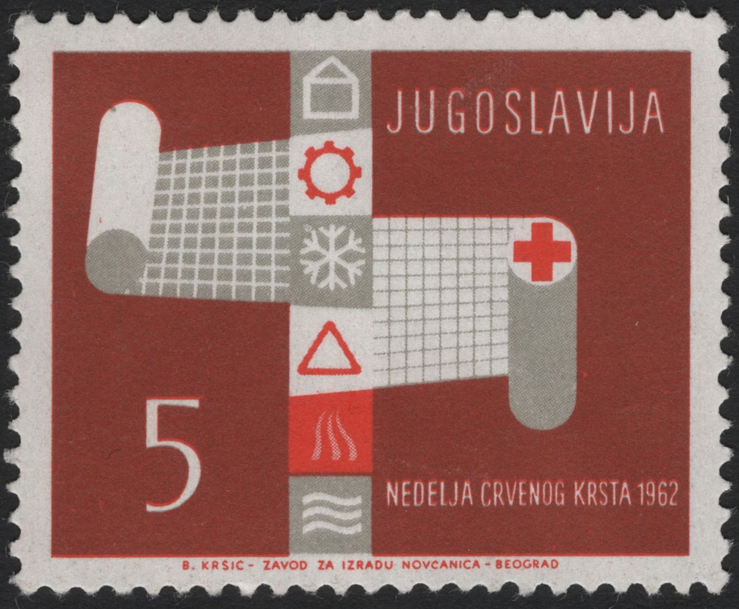 SCG4607 - Yugoslavia 1962 Red Cross Week – 5 Dinar Stamp