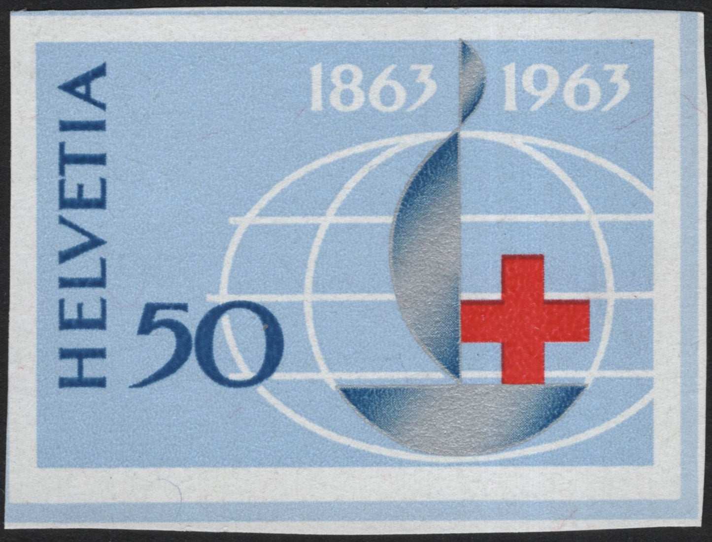 SCG4597 - Switzerland 1963 Red Cross Centenary 50c – Globe & Emblem