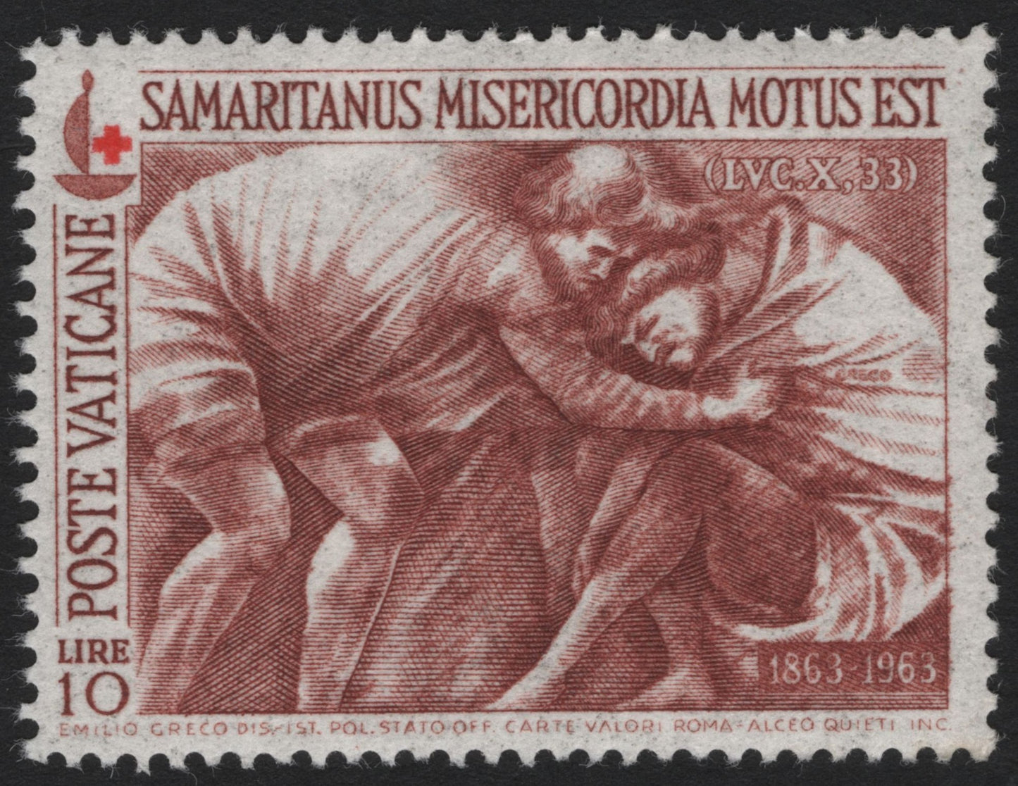 SCG4573 - Vatican City 1963 – Red Cross Centenary “Good Samaritan” 10 Lire