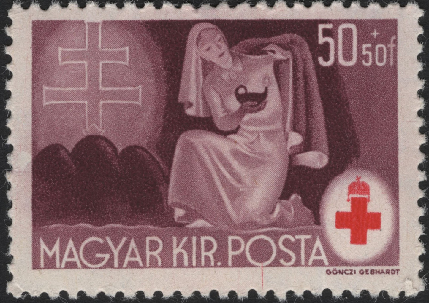 SCG4586 - Hungary 1943 Red Cross Semi-Postal – Nurse with Lamp (50f+50f)