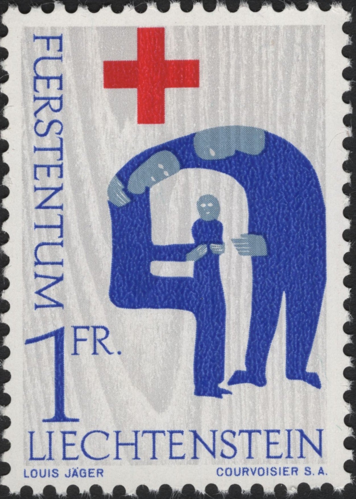 SCG4587 - 1972 Liechtenstein Red Cross 1 Fr. – Humanitarian Care Design