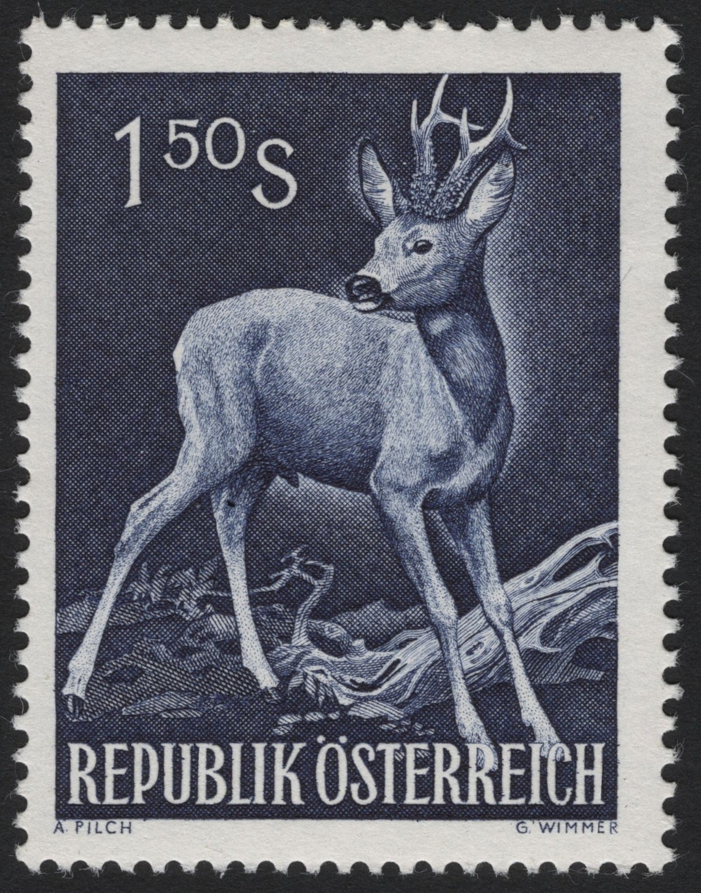 SCG4626 - Austria 1966 Roe Deer 1.50 Schilling Stamp