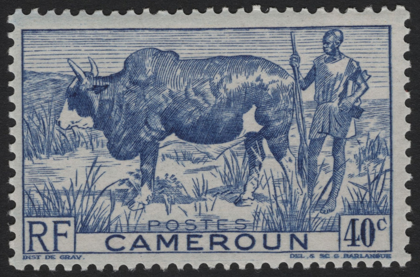 SCG4638 - 1946 Cameroon 40c Blue – Herdsman with Ox