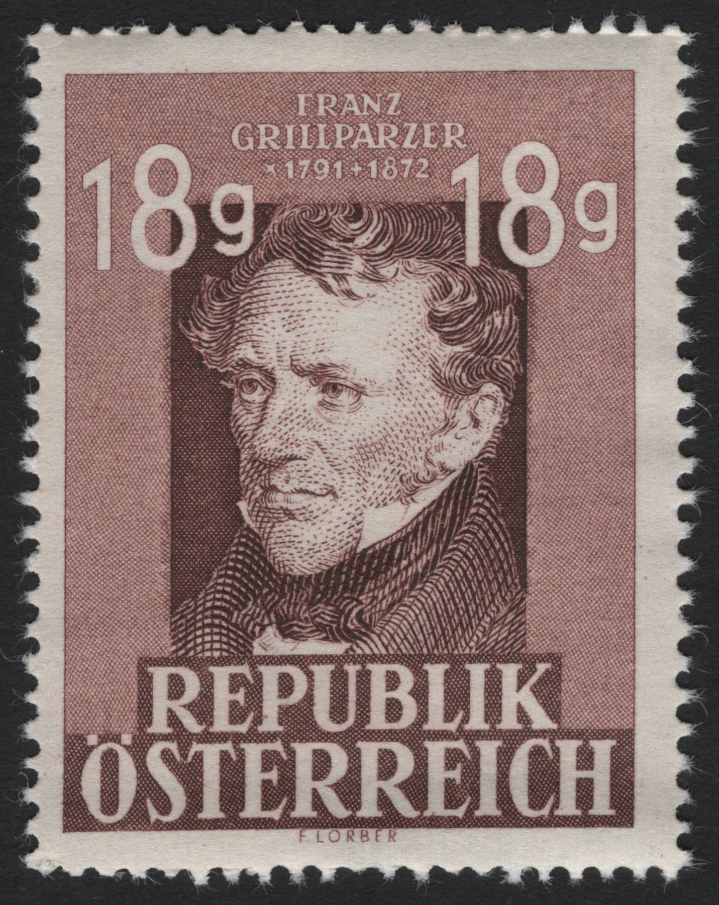 SCG4660 - Austria 1947 – Franz Grillparzer 18g Deep Brown