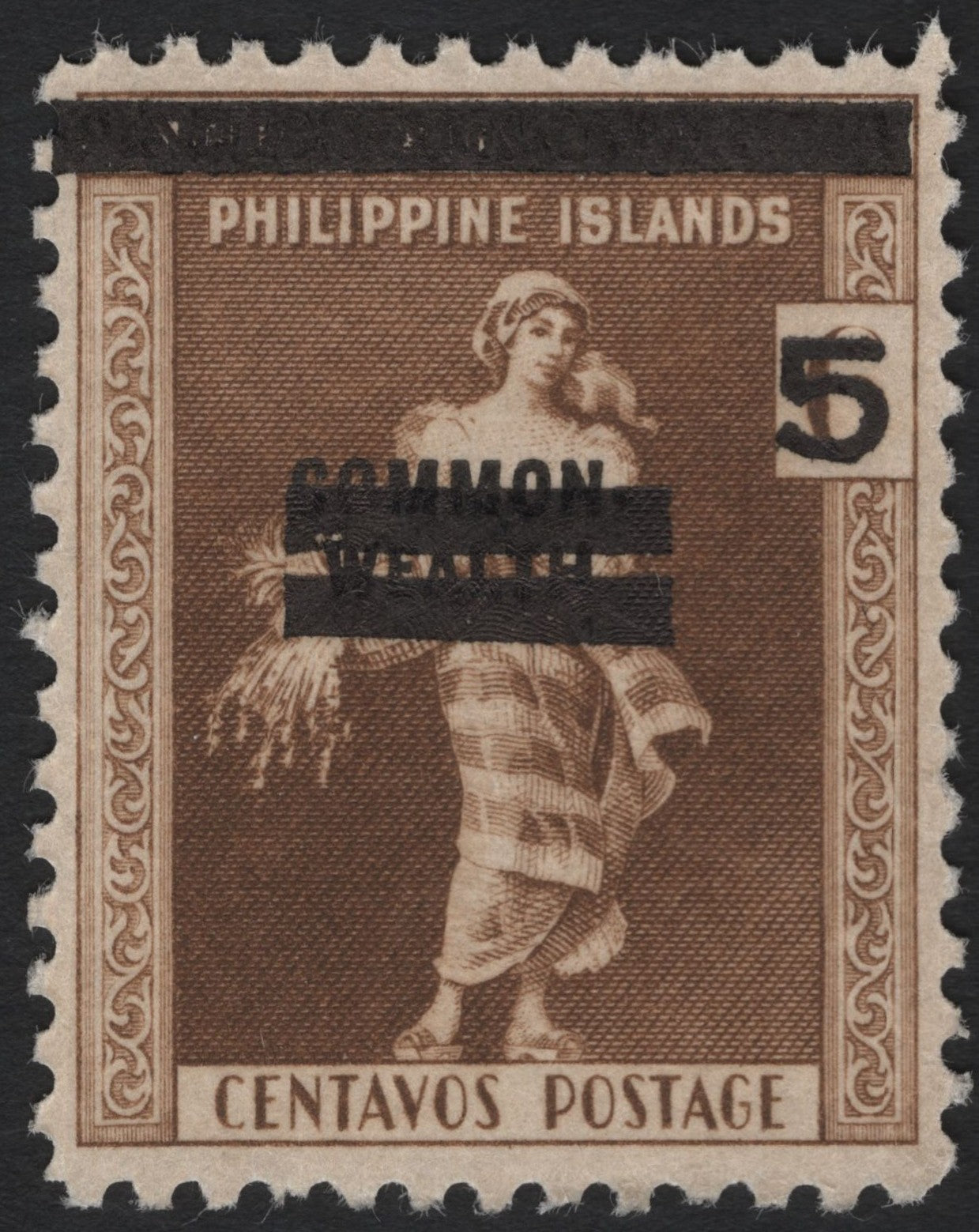 SCG4685 - Philippines 1935–36 “Commonwealth” Provisional Overprint – 5c Brown