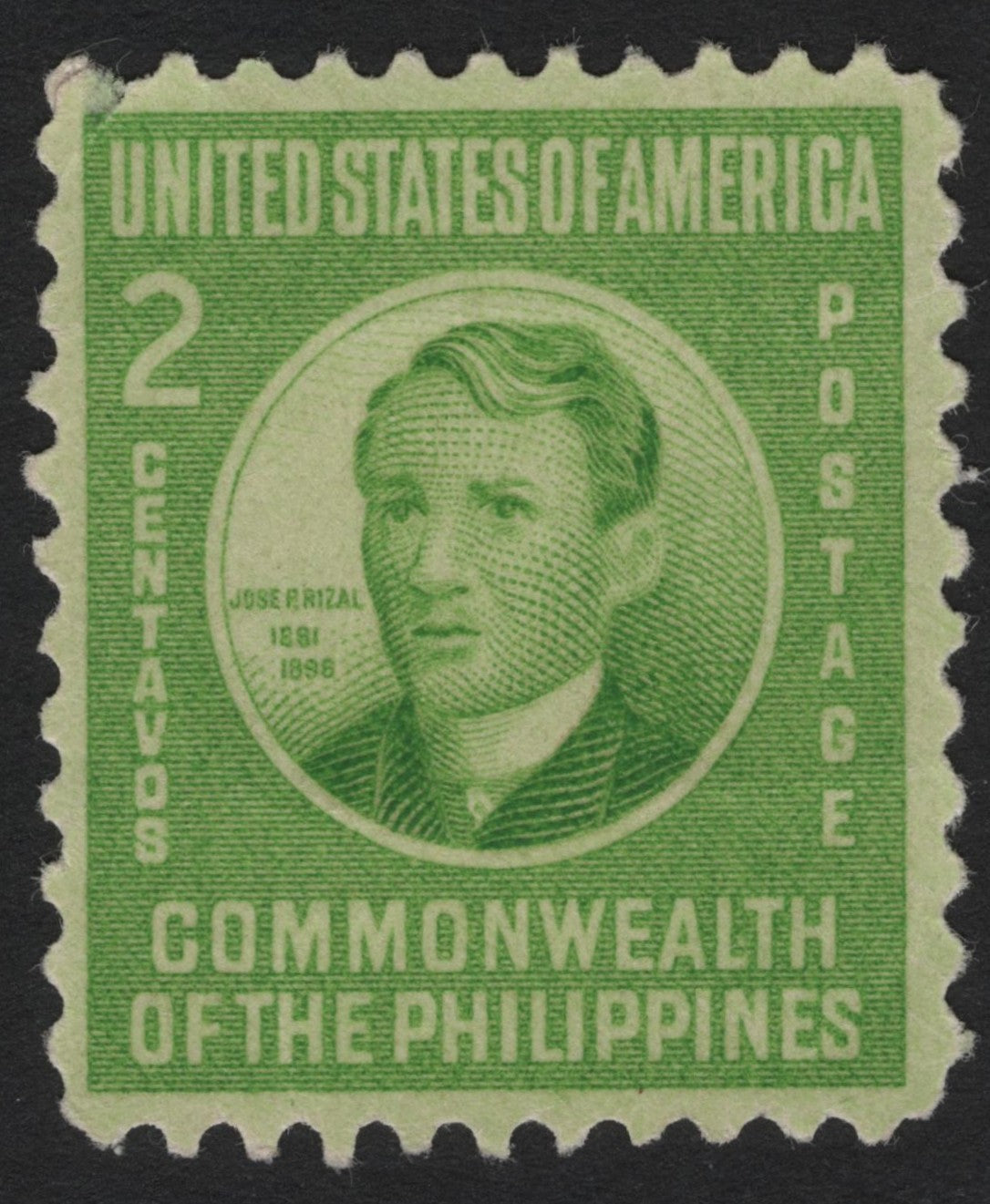 SCG4693 - 1935 Philippines Commonwealth – José Rizal 2 Centavos Green (U.S. Administration Issue)