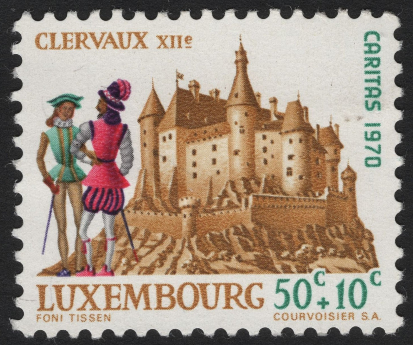 SCG4708 - Luxembourg 1970 – Clervaux Castle Caritas Semi-Postal (50c + 10c)