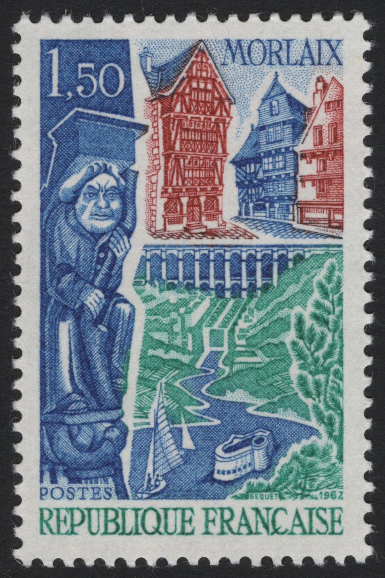 SCG4719 - France 1967 – Morlaix Commemorative Stamp (1.50 Fr)