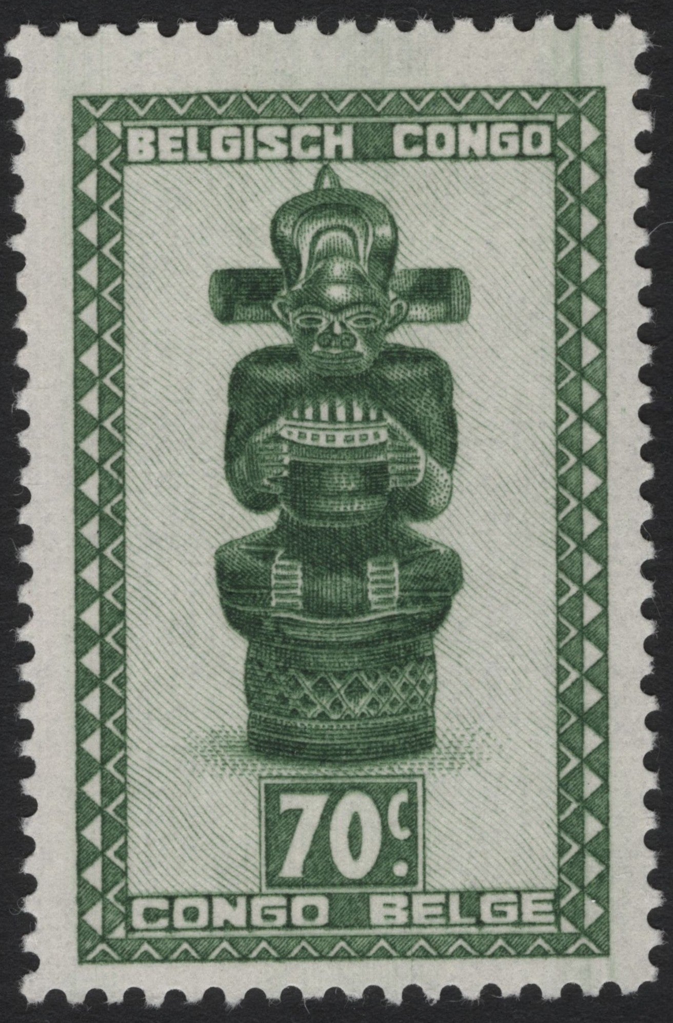 SCG4722 - Belgian Congo – 70c Tribal Figurine Stamp (1931)