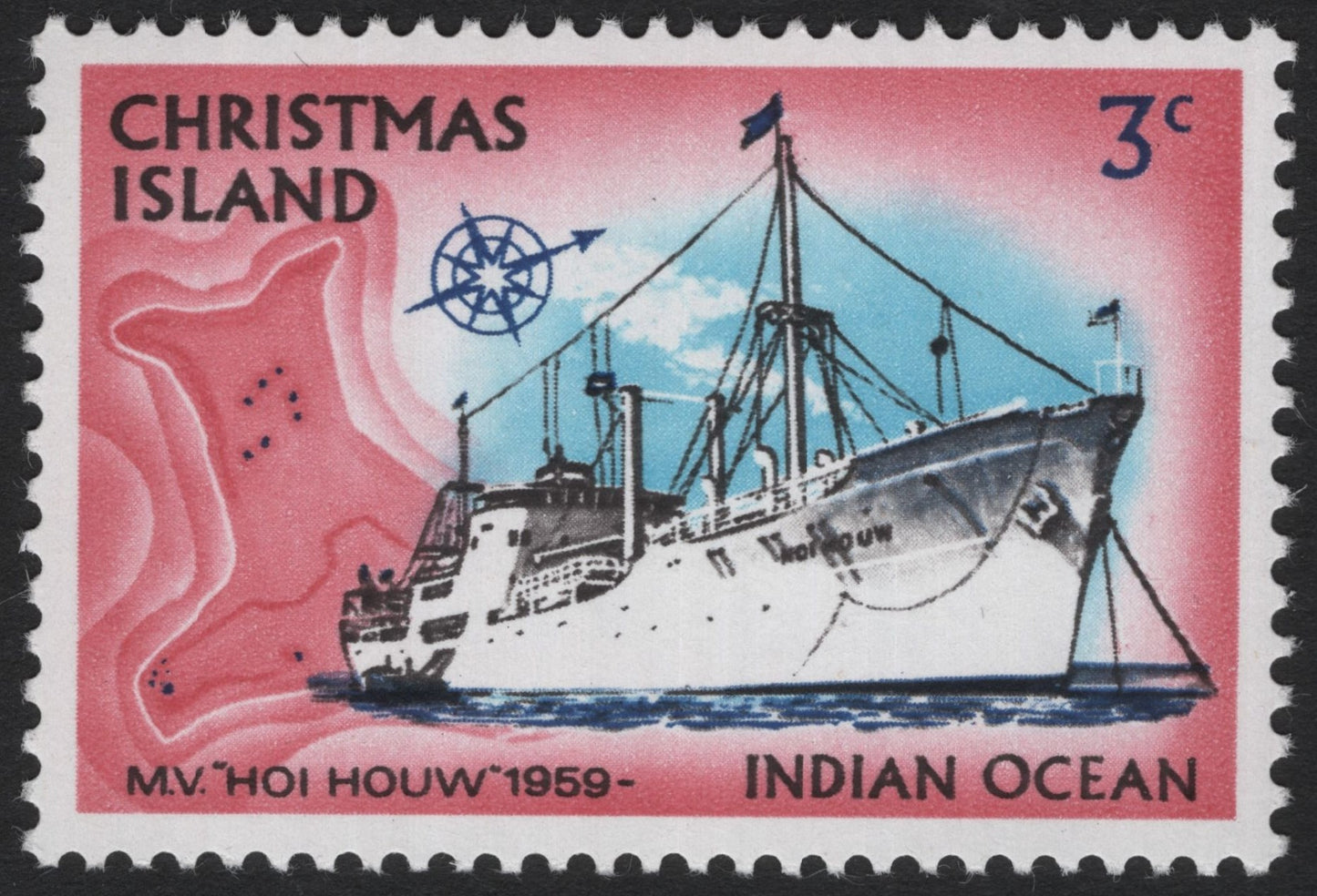 SCG4735 - Christmas Island 1959 – M.V. Hoi Houw Ship 3c Stamp
