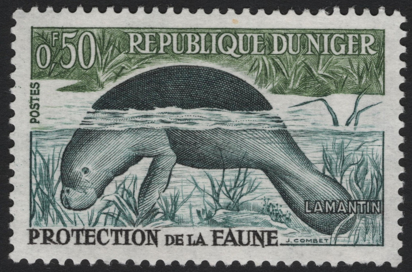 SCG4737 - Niger 1960s – Manatee "Protection de la Faune" 0.50F