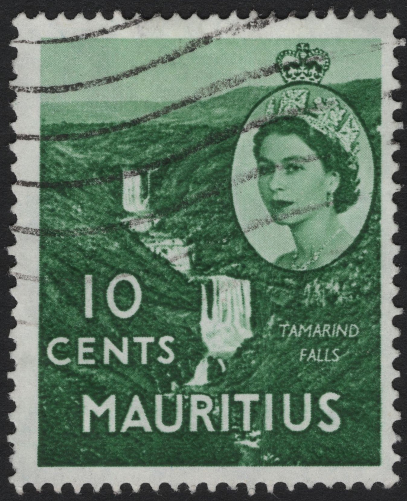 SCG4888 - Mauritius 1953–58 10c Tamarind Falls – Queen Elizabeth II