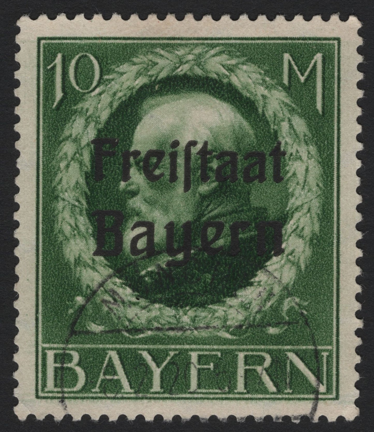 SCG4898 - Bavaria 1919 – 10 Mark Green "Freistaat Bayern" Overprint