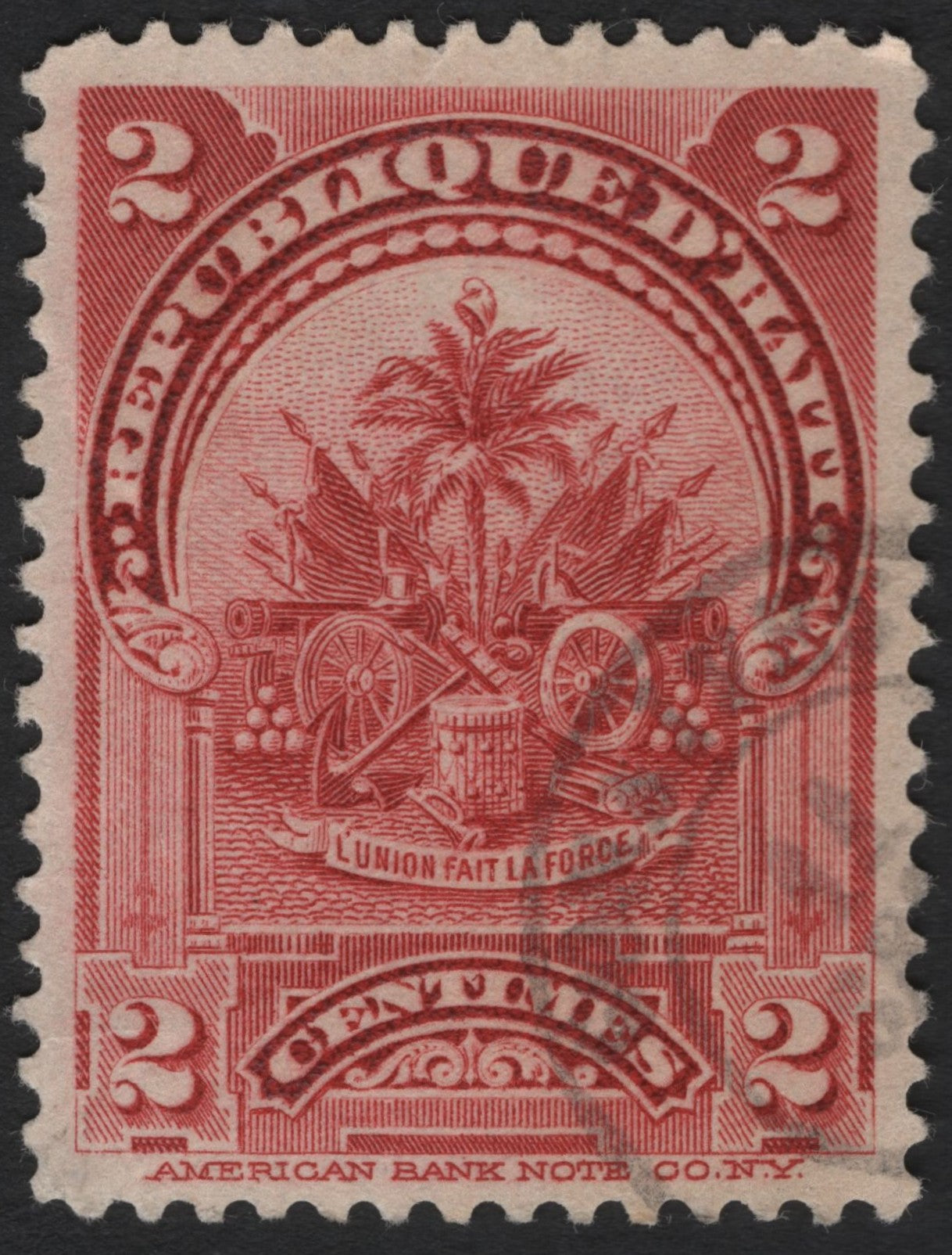 SCG4901 - Haiti 1898 – 2 Centimes Red “Arms of the Republic”