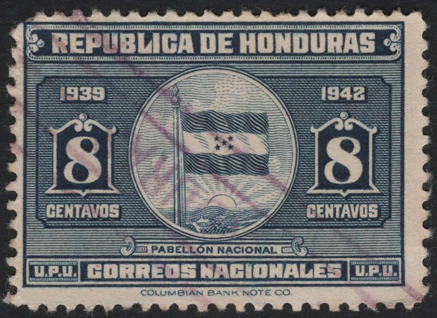 SCG4863 - Honduras 1939–1942 National Flag Issue – 8 Centavos