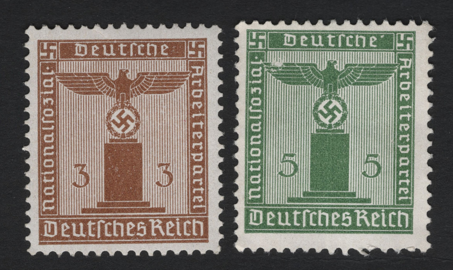 SCG4991 - Germany (Deutsches Reich) – NSDAP Official Stamps, 1934–1936 (Eagle and Swastika on Pedestal, 3 Pf & 5 Pf)