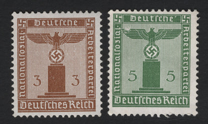 SCG4991 - Germany (Deutsches Reich) – NSDAP Official Stamps, 1934–1936 (Eagle and Swastika on Pedestal, 3 Pf & 5 Pf)