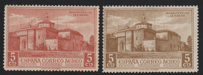 SCG4980 - Spain 1930 Airmail – Monastery of La Rábida (5 Céntimos, Color Variants)