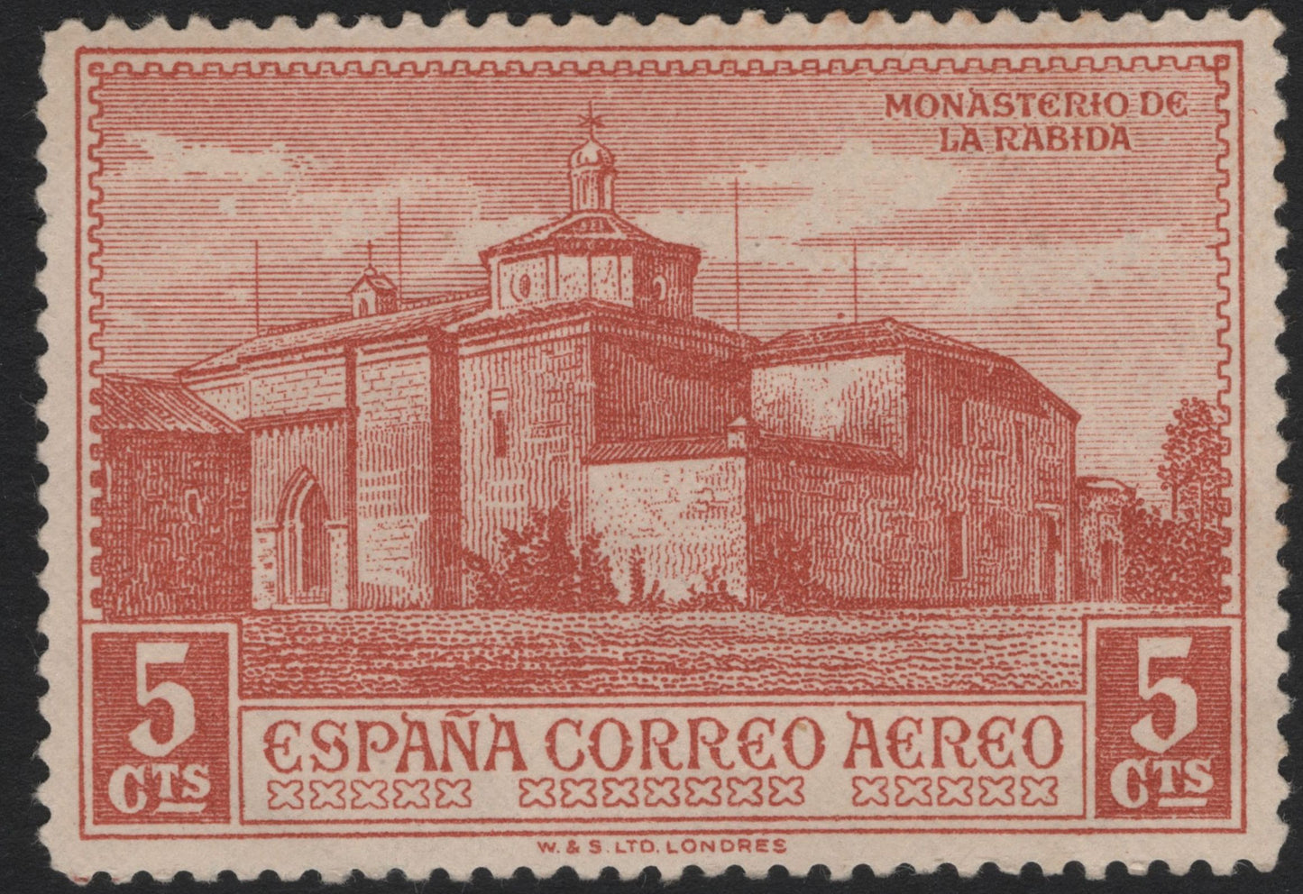 SCG4980 - Spain 1930 Airmail – Monastery of La Rábida (5 Céntimos, Color Variants)