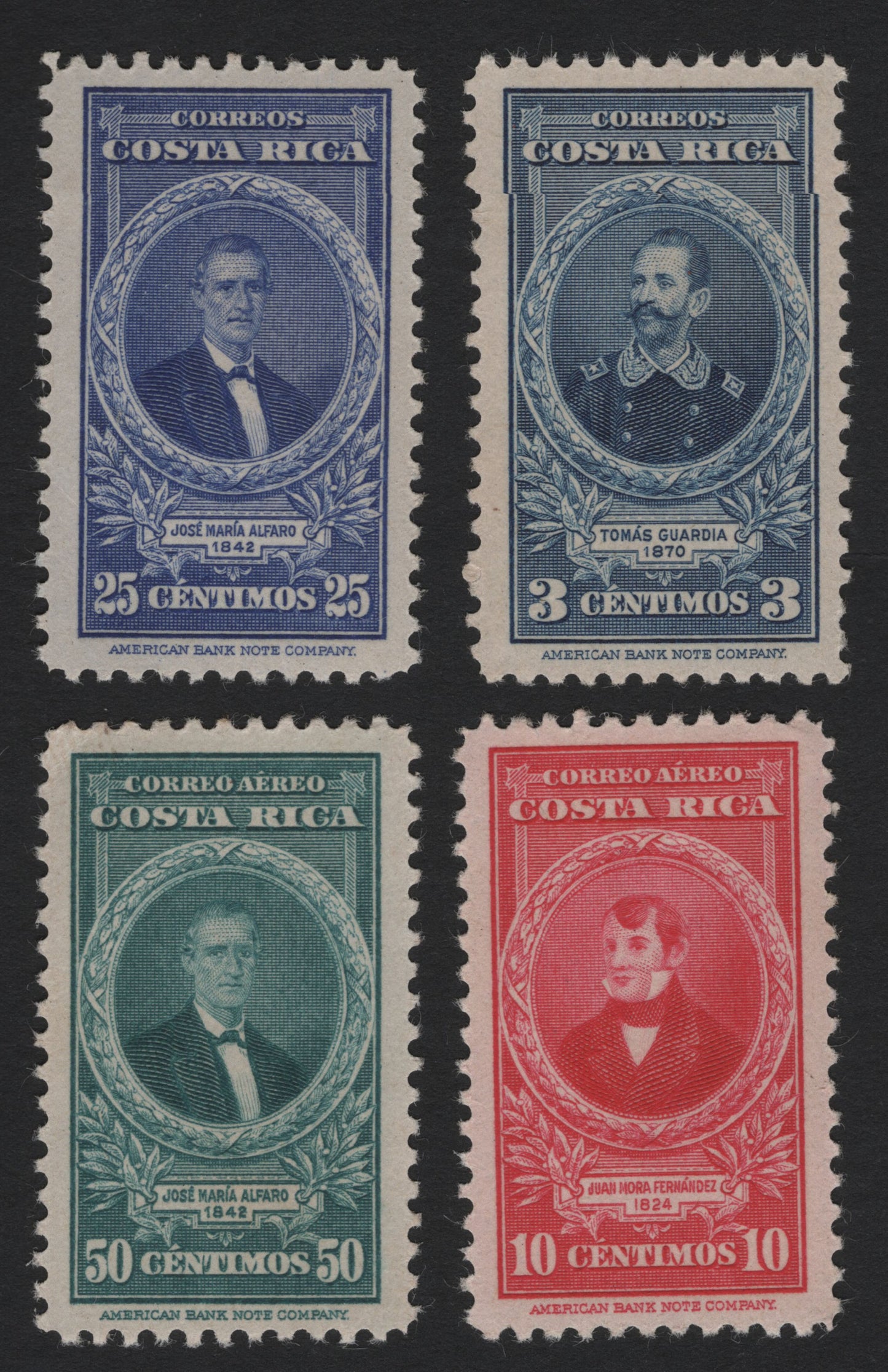 SCG4984 - Costa Rica 1924 Historical Figures Definitive & Airmail Stamps
