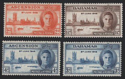 SCG4985 - Ascension & Bahamas 1946 Victory Issue – King George VI with Houses of Parliament