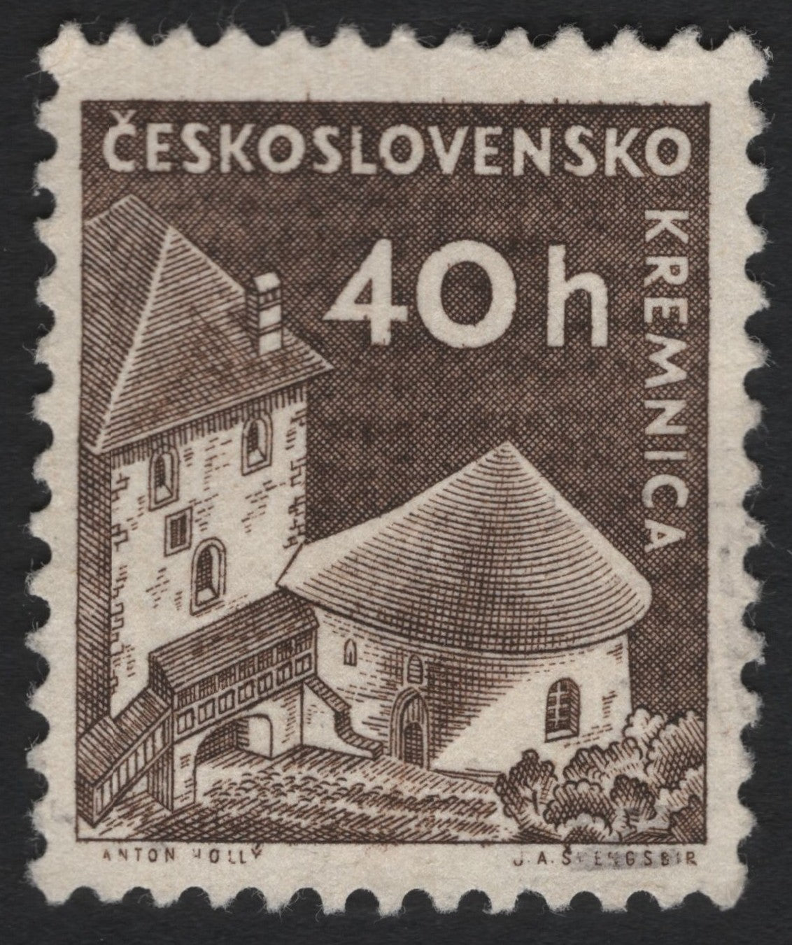 SCG5043 - Czechoslovakia 1957 – Kremnica Castle 40h Brown