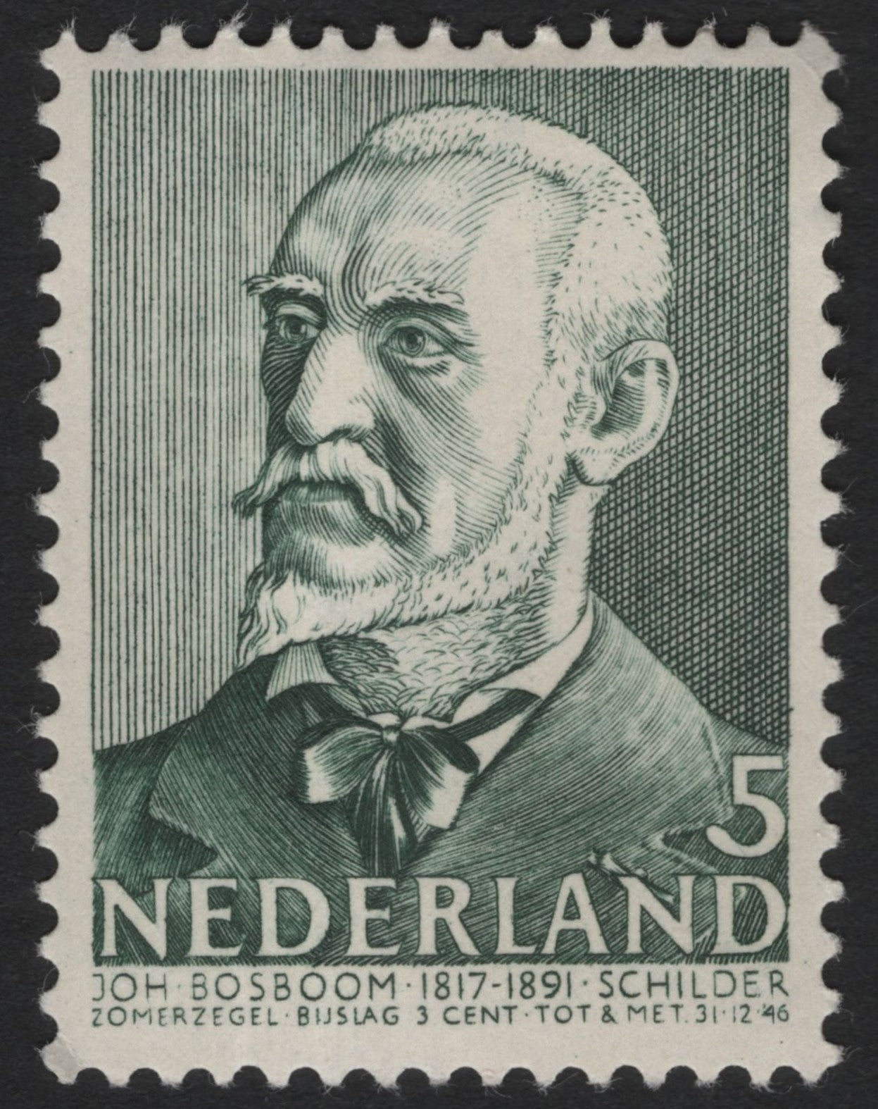 SCG5047 - Netherlands 1946 – Johannes Bosboom (Painter) 5c + 3c Summer Charity Stamp