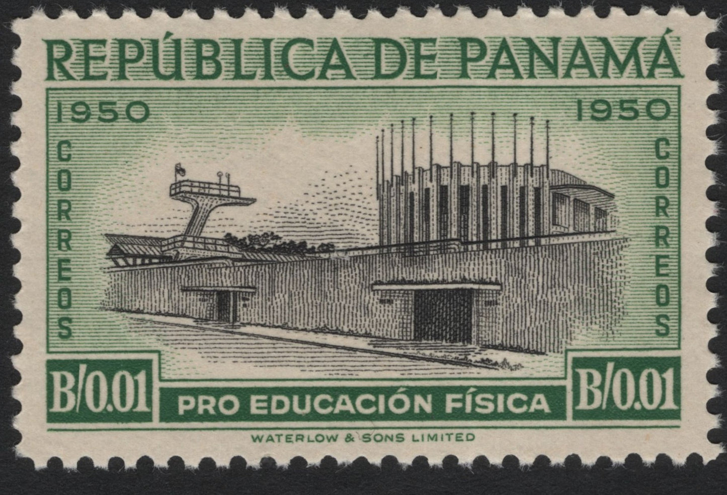 SCG5058 - Panama 1950 "Pro Educación Física" 0.01 Balboa Stamp