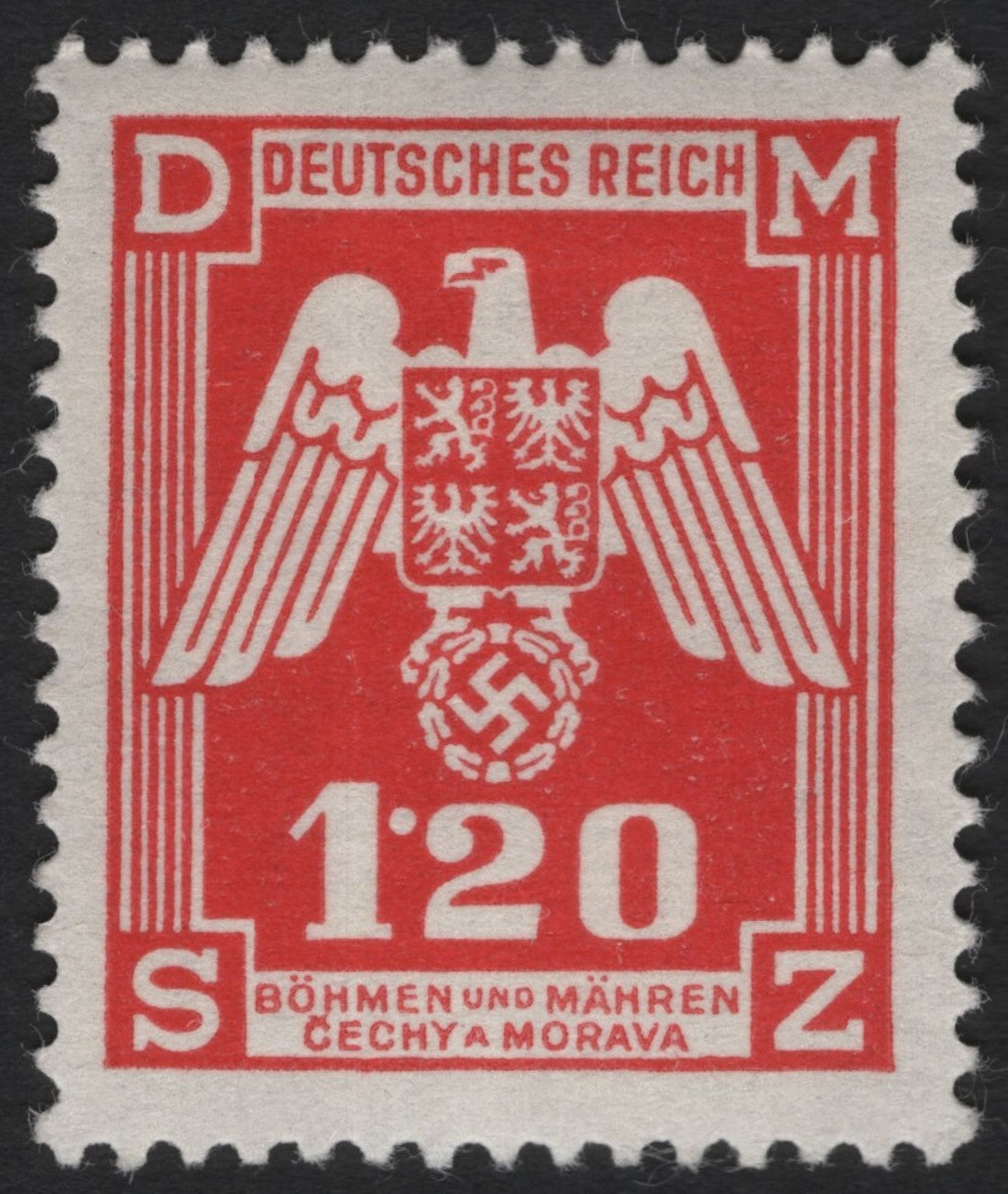 SCG5006 - 1939 Bohemia and Moravia 1.20K Red Eagle & Swastika Issue