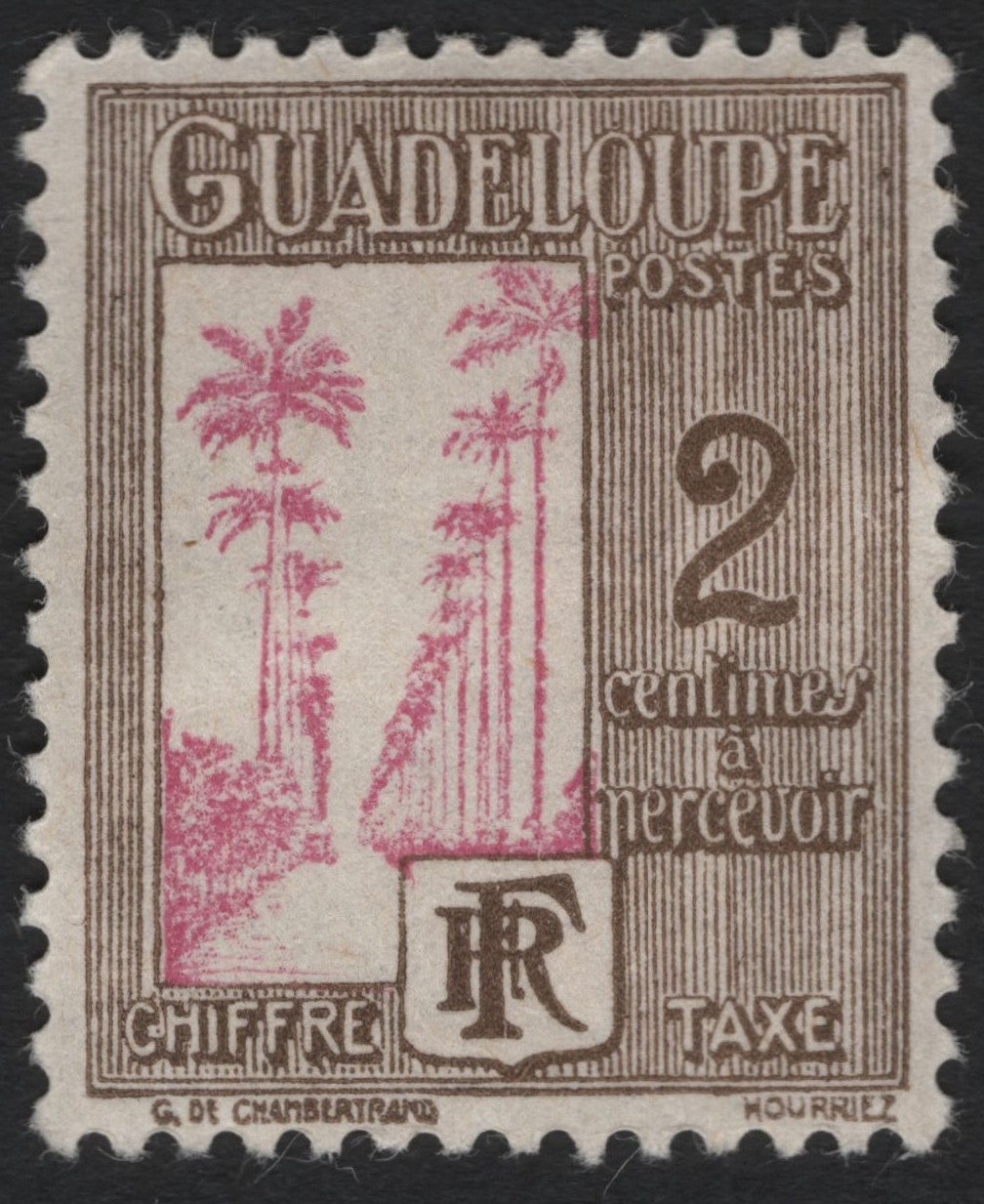 SCG5013 - Guadeloupe Postage Due – 2 Centimes (Palm Trees Design, 1890s–1900s)