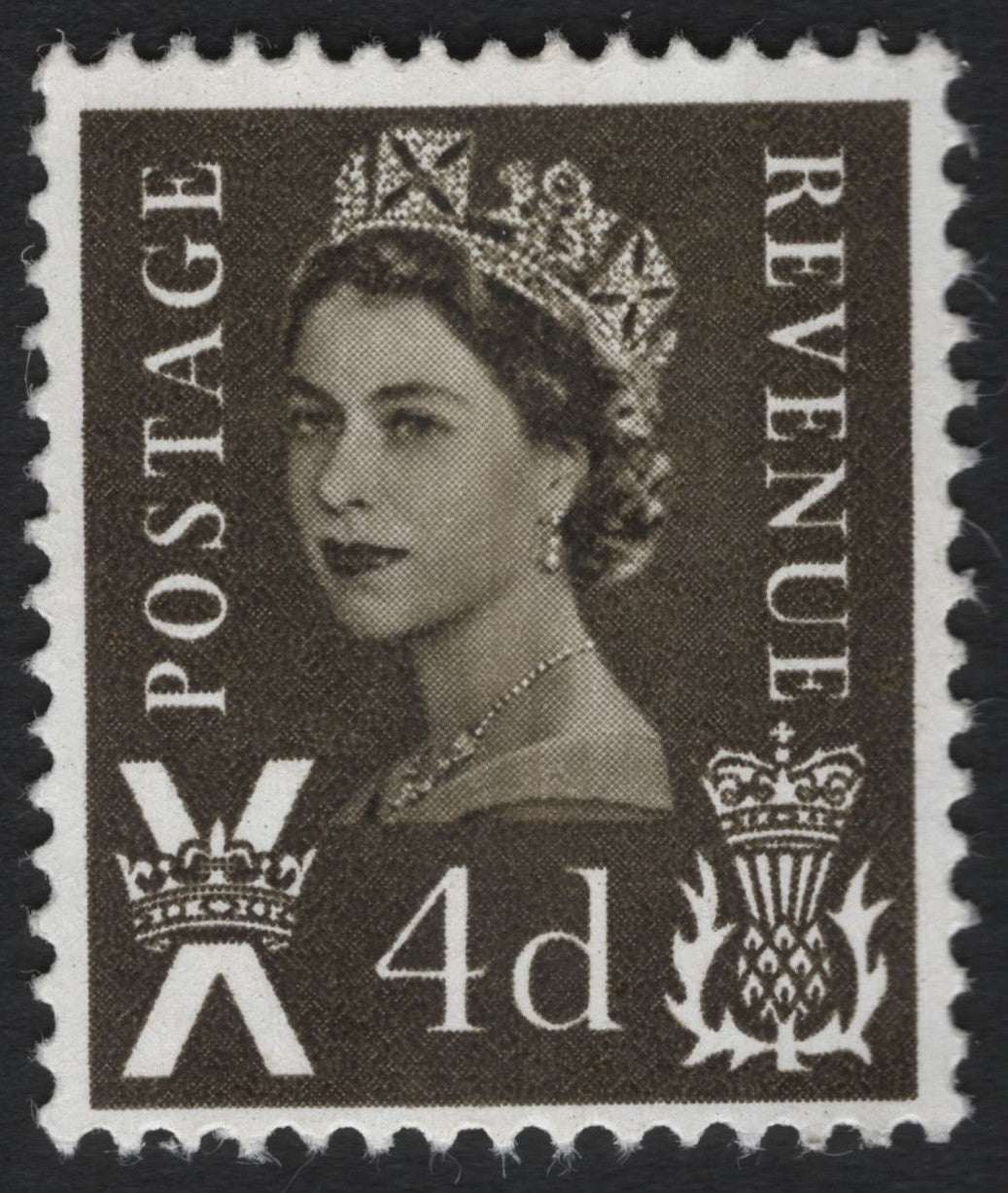 SCG4997 - Great Britain – Queen Elizabeth II Wilding Issue, 4d Brown (1950s–1960s)