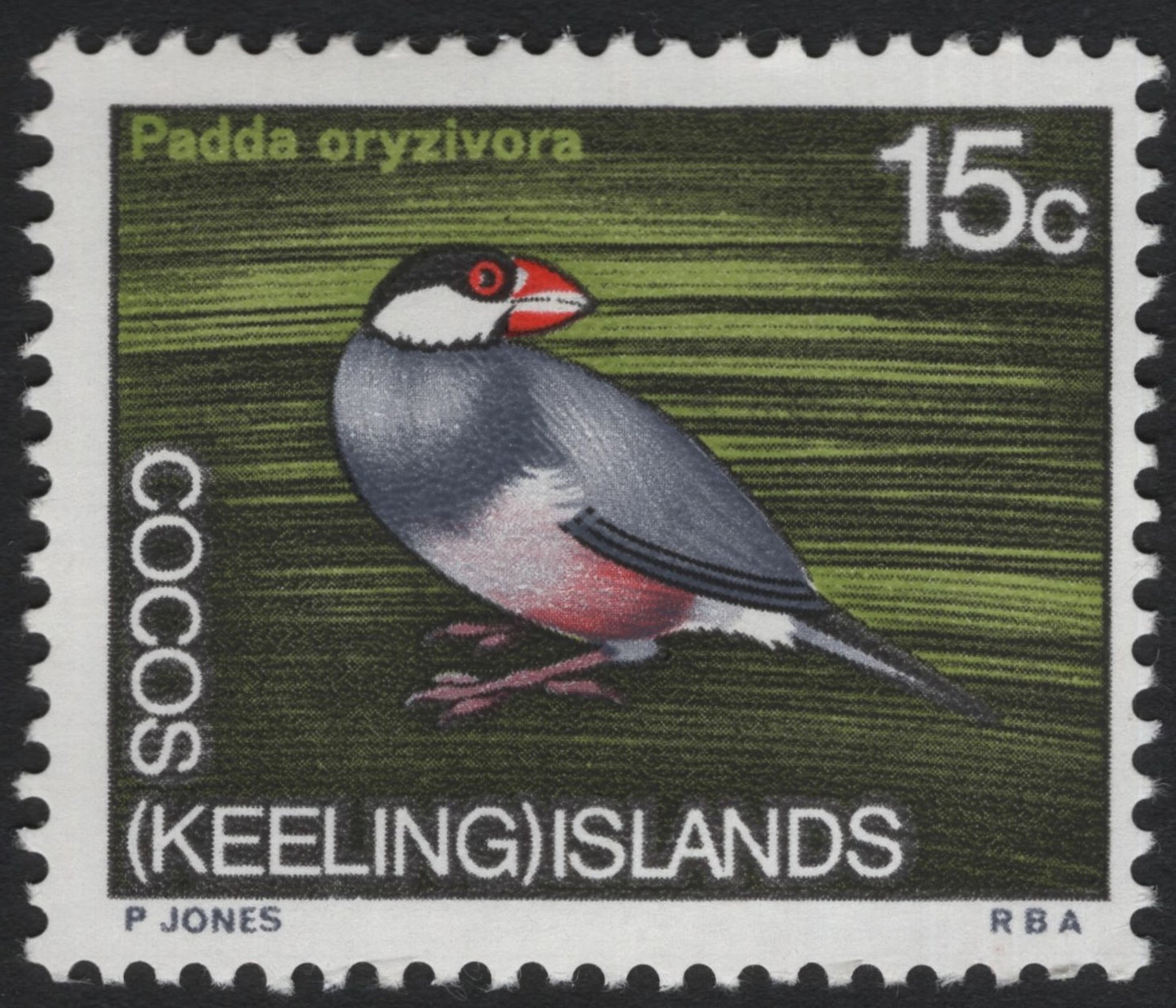 SCG5120 - Cocos (Keeling) Islands – Java Sparrow (Padda oryzivora), 15c