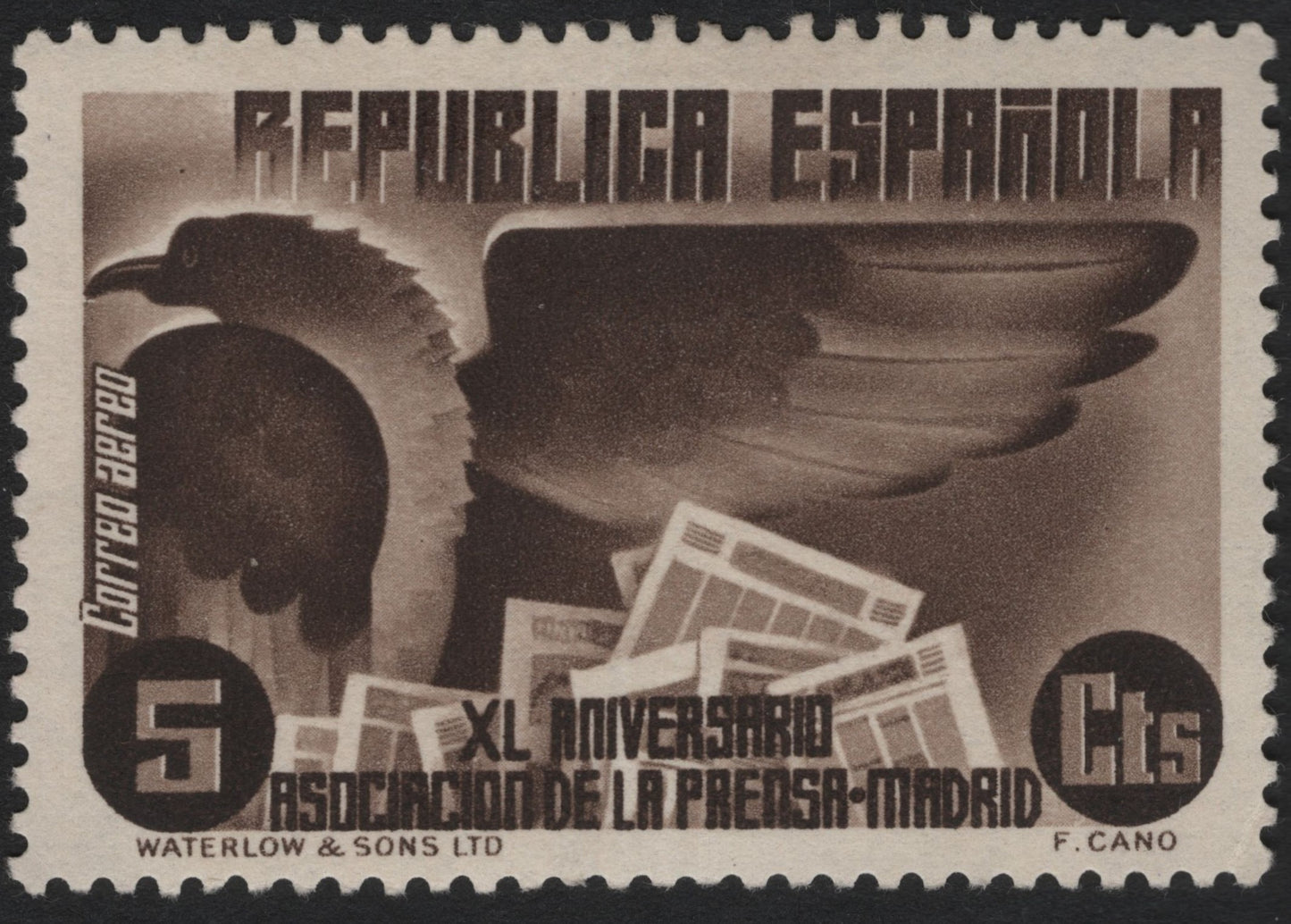 SCG5107 - Spain (Republic) 1938 – 40th Anniversary of the Madrid Press Association