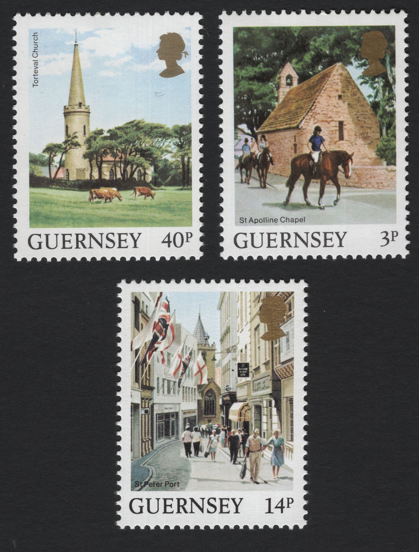 SCG5066 - Guernsey 1970s–1980s Definitive Issue – Scenic Views (St Peter Port, St Apolline Chapel, Torteval Church)