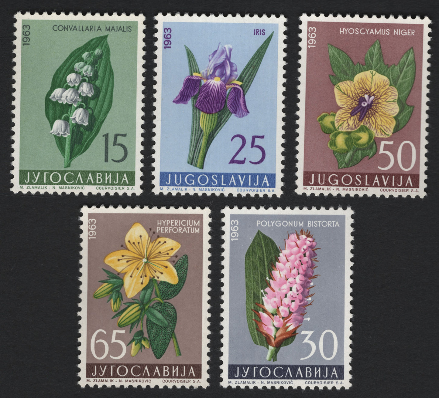 SCG5068 - Yugoslavia 1963 Medicinal & Decorative Flowers Set
