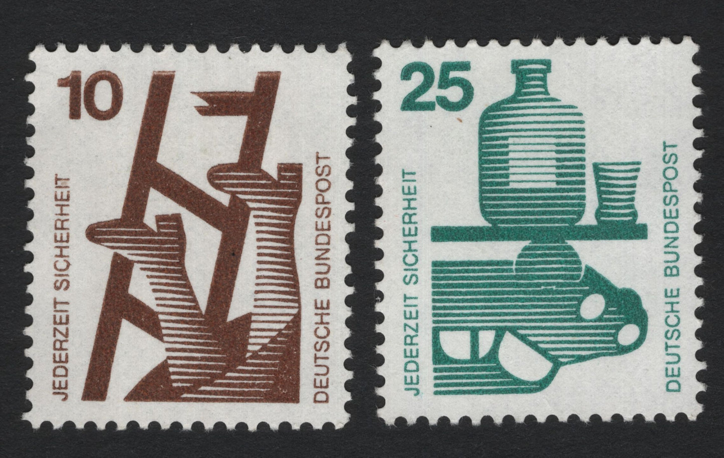 SCG5075 - Germany (West) 1971 – "Safety at All Times" Campaign Stamps (10 Pf & 25 Pf)