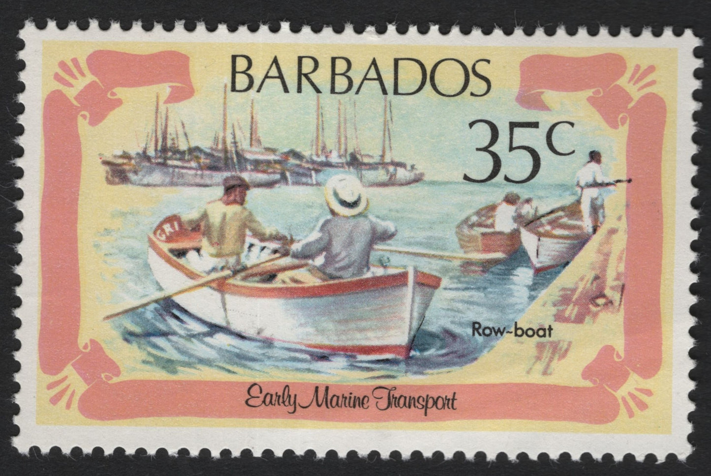 SCG5139 - Barbados 1973 – Early Marine Transport: Row-Boat (35c)