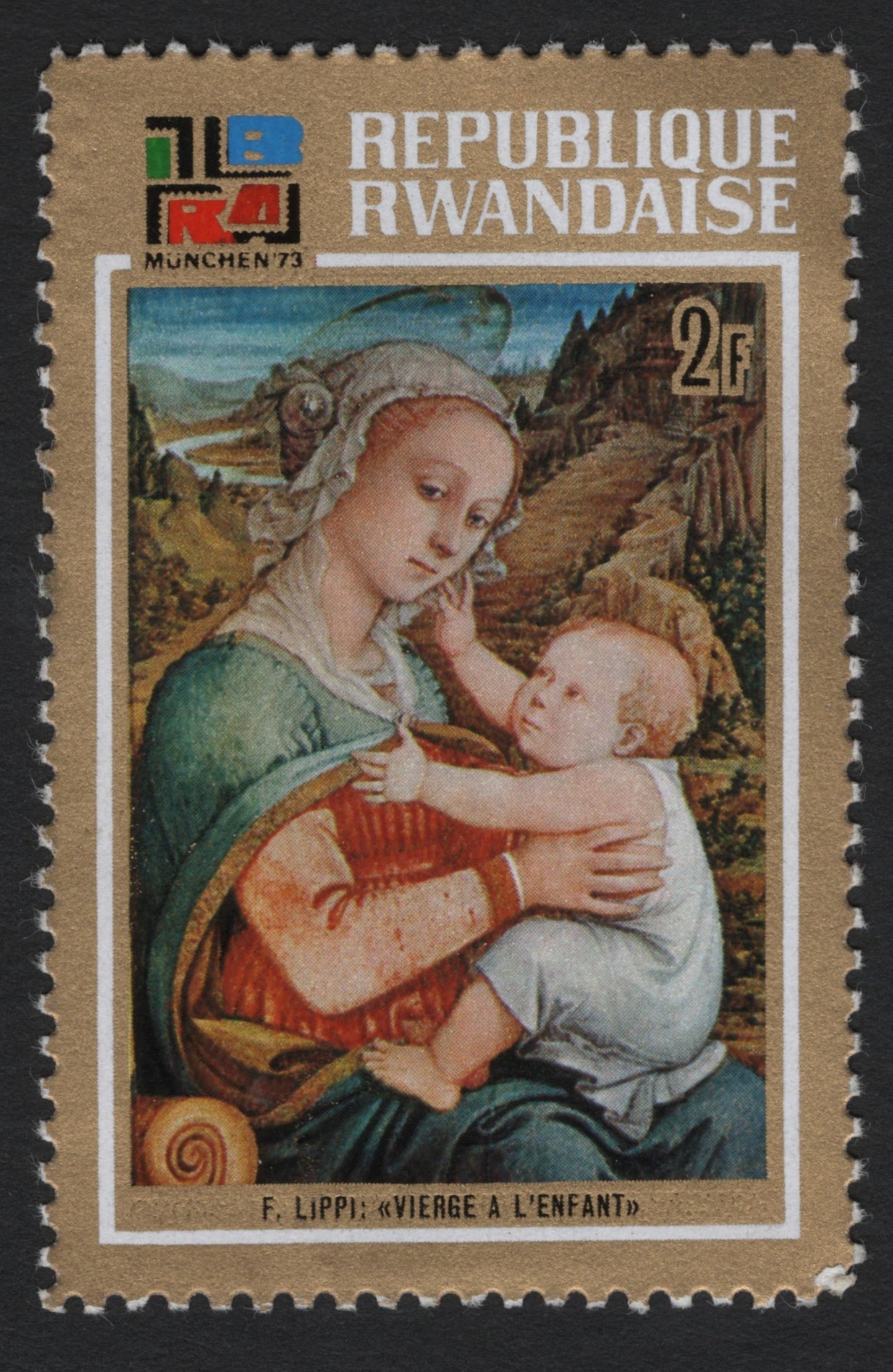 SCG5163 - Rwanda 1973 – Virgin and Child by Filippo Lippi, Munich Exhibition