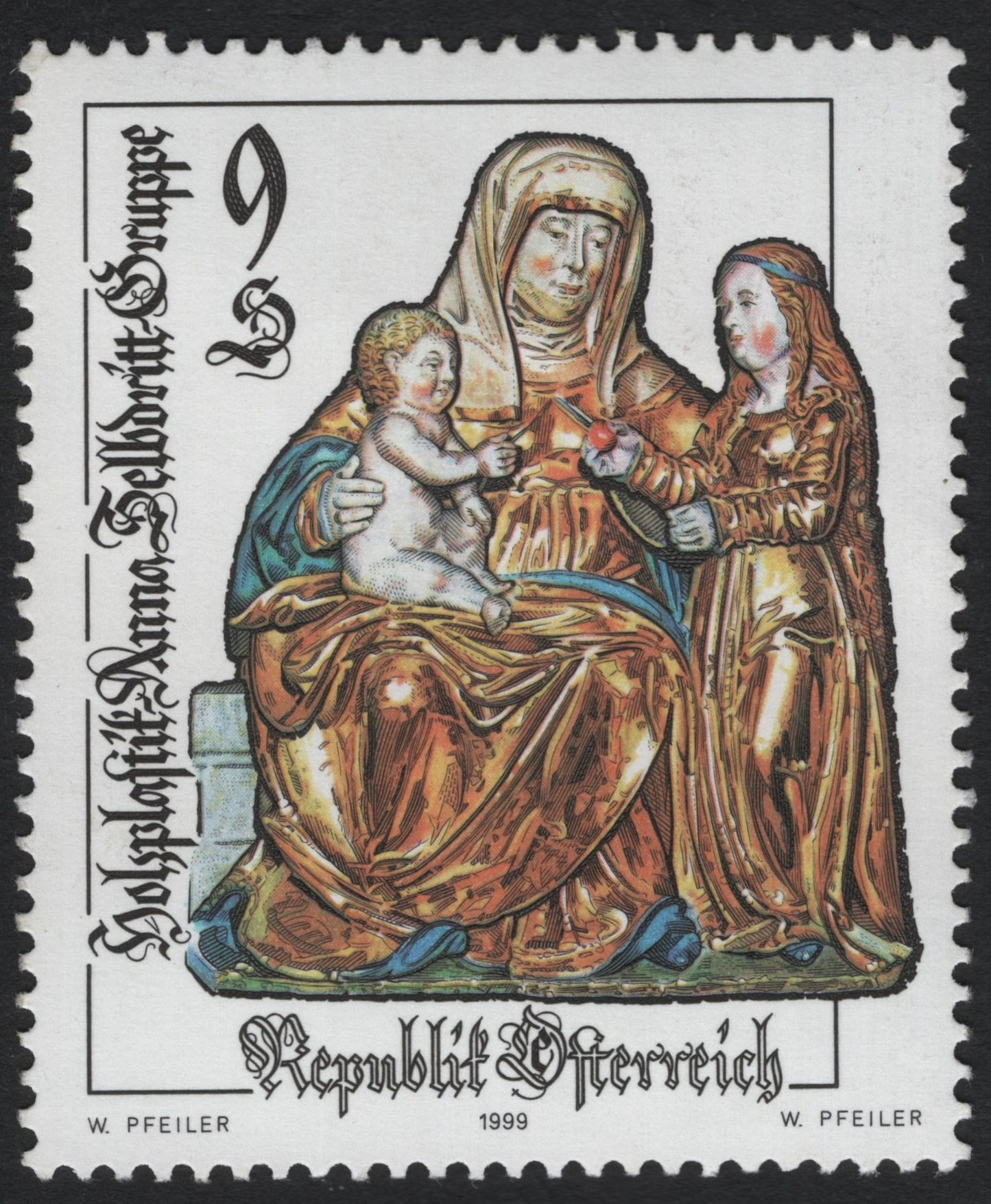 SCG55150 - Austria 1999 – Holzplastik Maria Selbdritt Skulptur, 9s