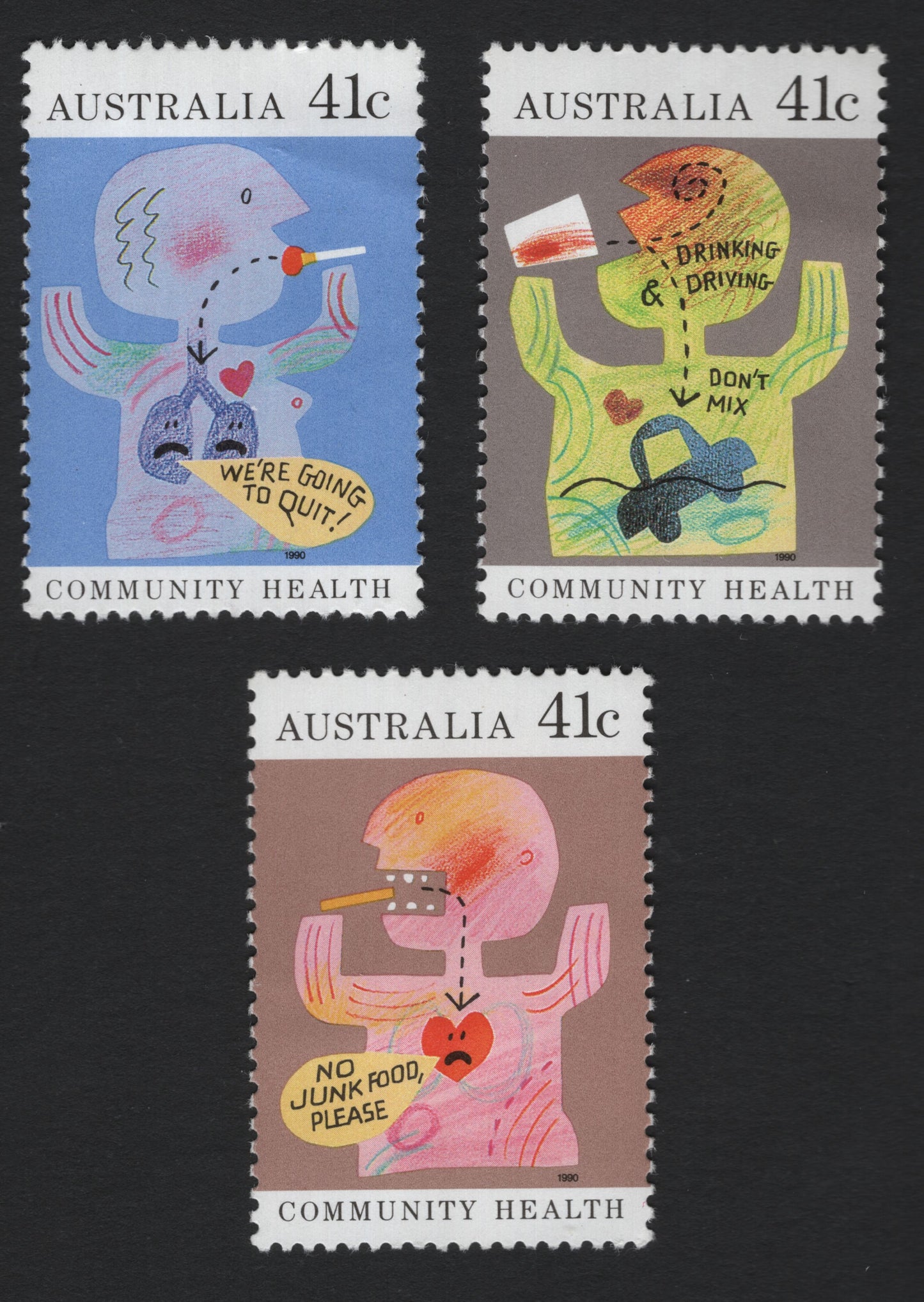 SCG5178 - Australia 1990 – Community Health Awareness (Set of 3, 41c each)