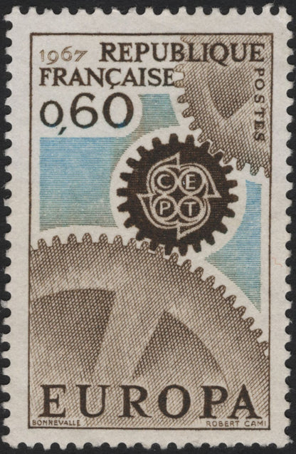 SCG5184 - France 1967 Europa CEPT “Gears” Set (0.30 Fr & 0.60 Fr)